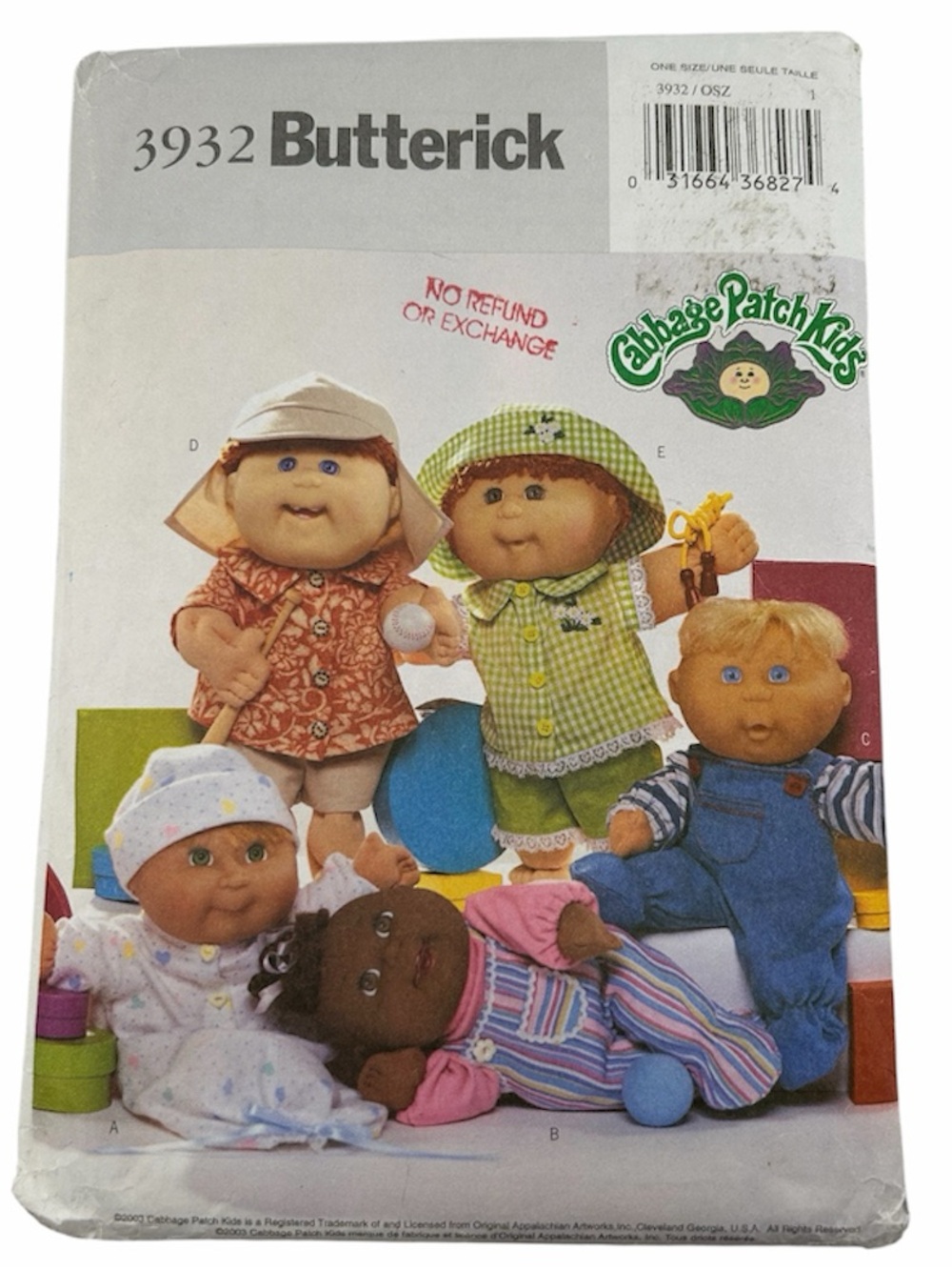 2 for 22$ 🧵 BUTTERICK 🧵 3932 Cabbage Patch Kids Baby Doll Clothes Sewing Pattern